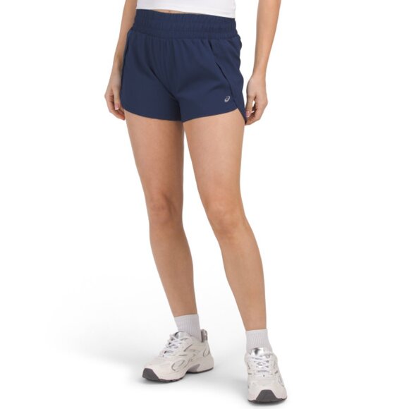 ASICS Blue Curved Hem Running Shorts With Laser Cut Accents - Picture 1 of 2